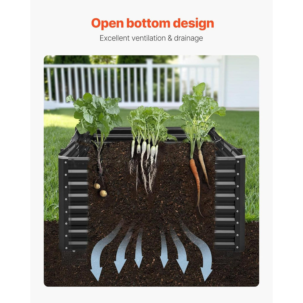 VEVOR Raised Metal Vegetable Garden Garden Garden Bed 240 x 120 x 60 cm Square Galvanised Raised Bed Garden Bed Garden Planter for Growing Vegetables, Flowers, Herbs, Aromatic Plants, Dark Grey