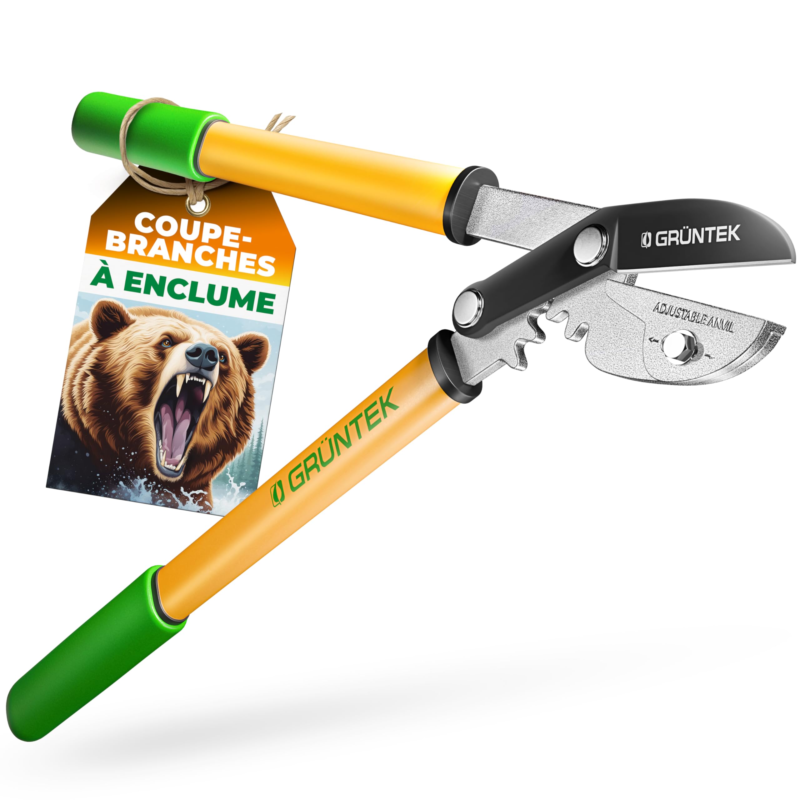 GRÜNTEK Professional Garden Pruning Shears with Automatic Ratchet and Anvil Condor 20 cm Branch Cutter Diameter 20 mm.