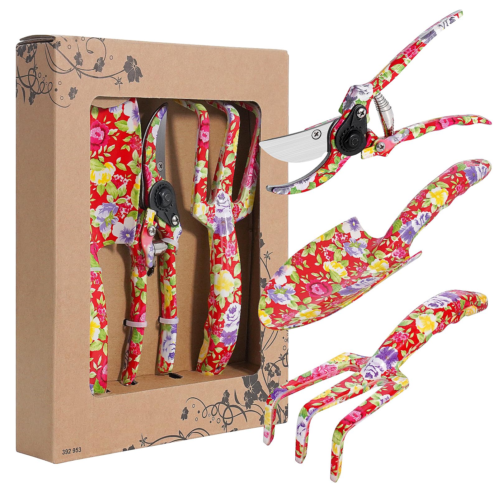 FLORA GUARD 6 Pcs Garden Tools Stainless Steel Garden Tool Kit with 2-in-1 Hoe, Treulle, Rakes, Weeder Knife, Hammered Finish, for Pruning and Maintenance