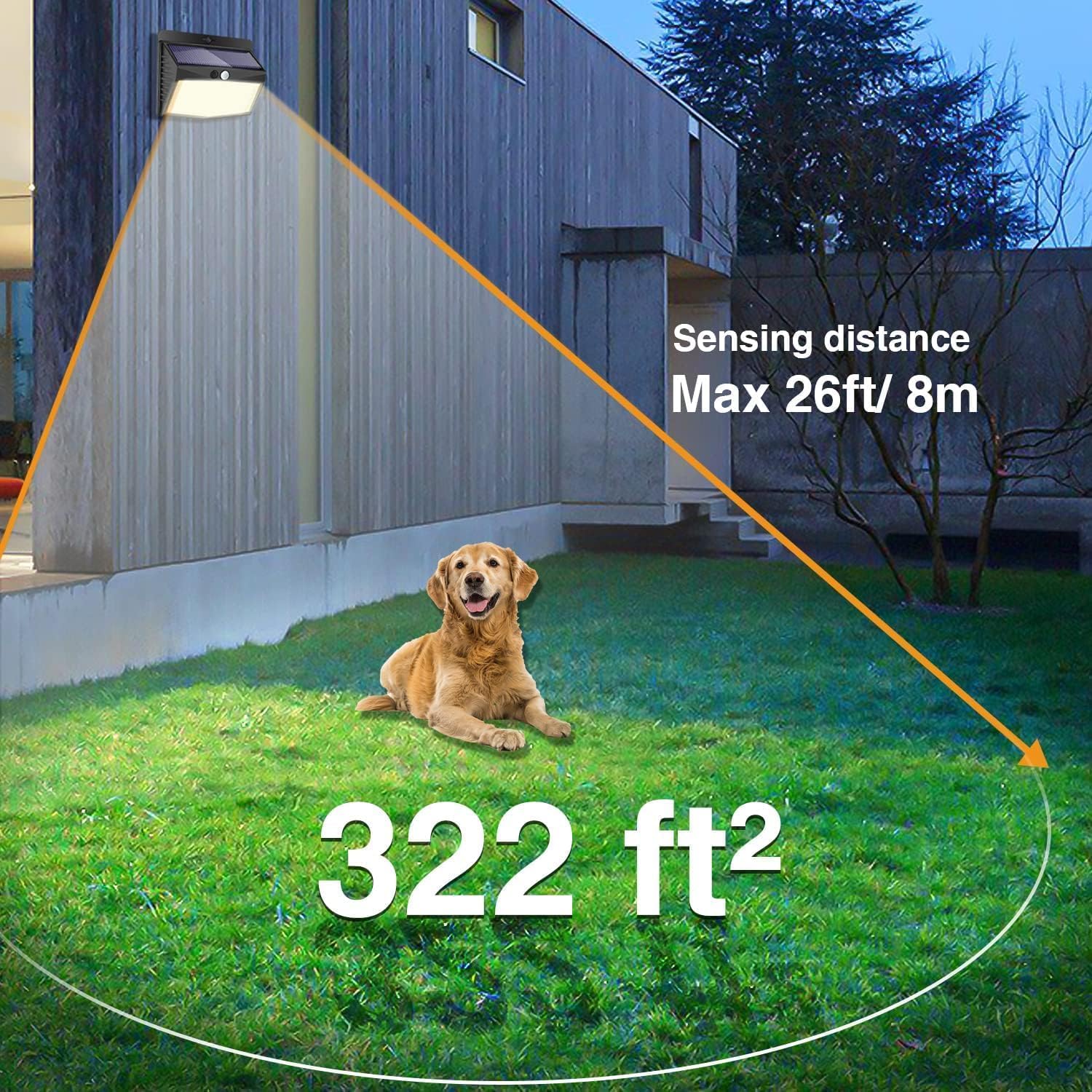 Peasur Set of 3 Outdoor Solar Motion Sensor Light, Wireless Waterproof Outdoor Solar Spotlight 3 Modes LED Solar Outdoor Lighting for Garden Decoration