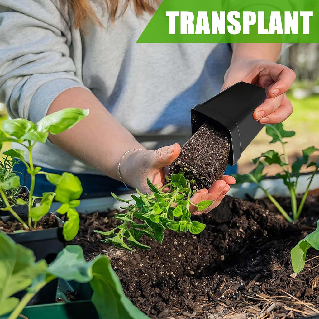 Seedling Pots Diameter 5.5 x 5.5 cm, Pack of 100, Plastic Plant Pots with Drainage Hole, Black Plastic Pots for Indoor and Garden, Seedling Pot Container Transplanting