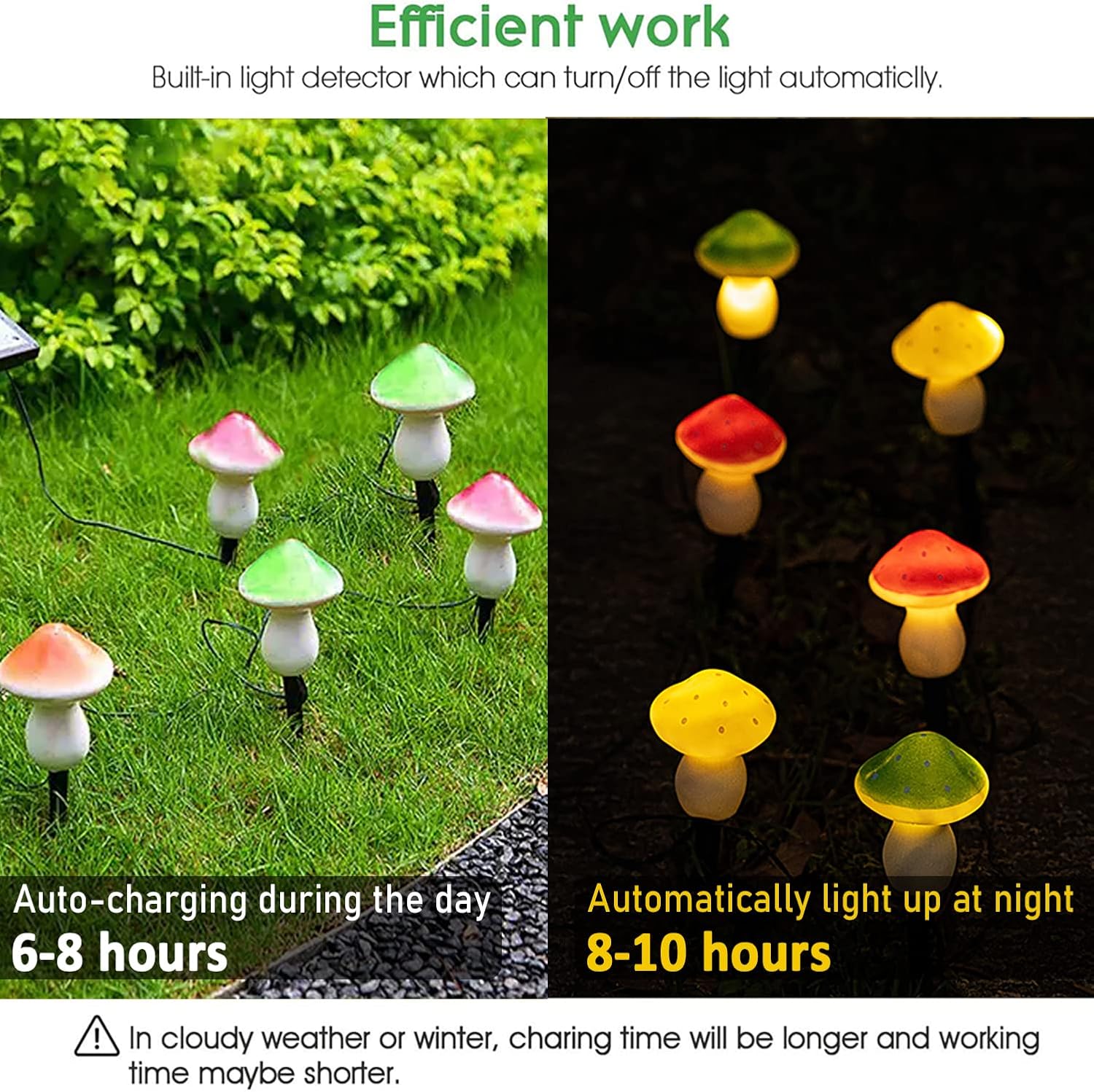 Solar Garden Decorations 6 LED Mushroom Garden Decorations Waterproof Outdoor Decorations for Driveway Landscape Fence Lawn Garden Wedding Party Decorations
