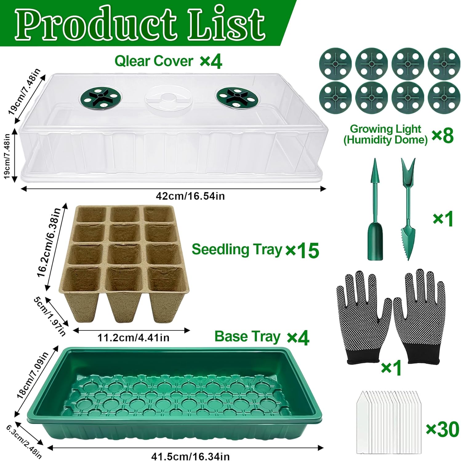 VEEKAY Mini Greenhouse for Plants, 4 Pieces 144 Cells Biodegradable Seed Pot, Indoor Greenhouse Grow Trays, Grow Tray with Lid and Ventilation, Moisturizing Seedling Tray