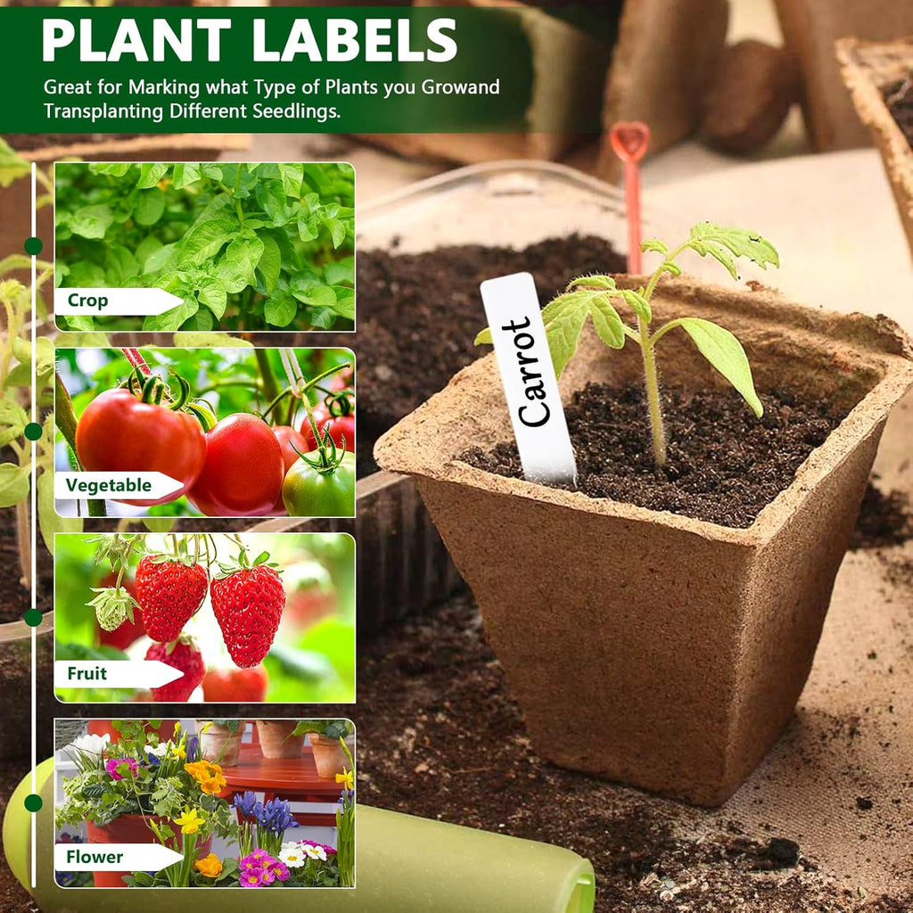 8 cm Seedling Buckets, 100 Pieces Plant Seedling Pot, Potting Bucket with Labels and Tools, No Peat, No Transplanting, for Greenhouse, Garden, Vegetable Garden, Flower, Seedling