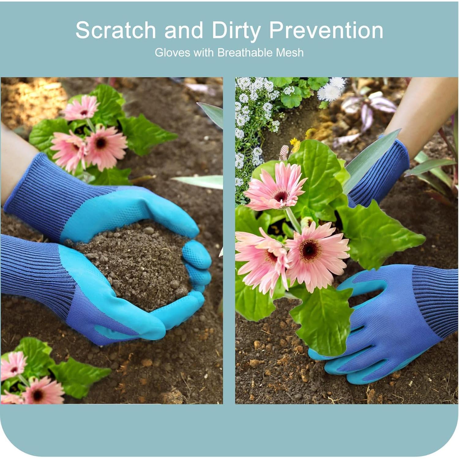 Kynup Gardening Tool Kit, 7 Piece Gardening Tool, Rust Resistant Garden Gift Set with Durable Storage Tote, Ideal Gardening Gifts for Women and Men