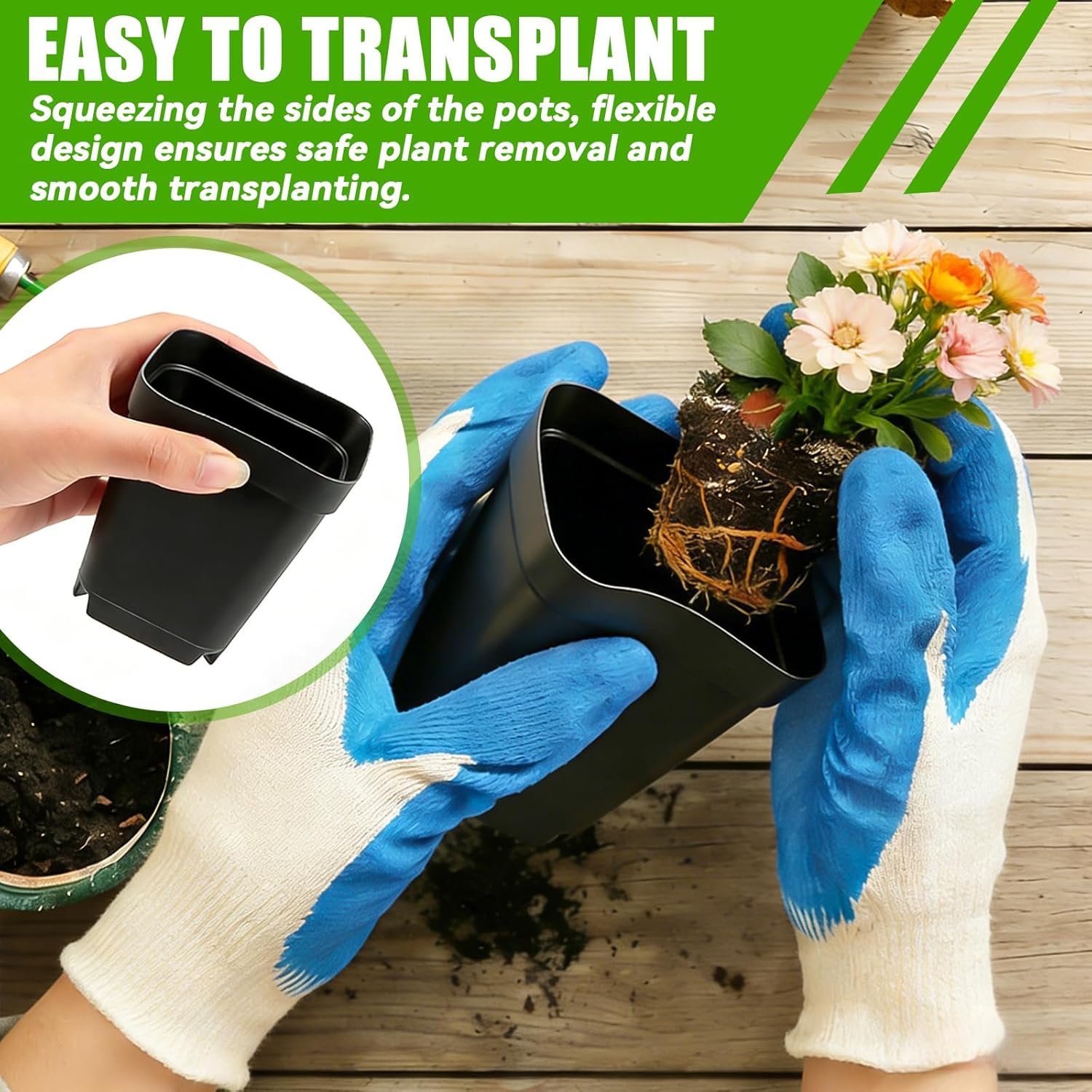 Seedling Pots Diameter 5.5 x 5.5 cm, Pack of 100, Plastic Plant Pots with Drainage Hole, Black Plastic Pots for Indoor and Garden, Seedling Pot Container Transplanting