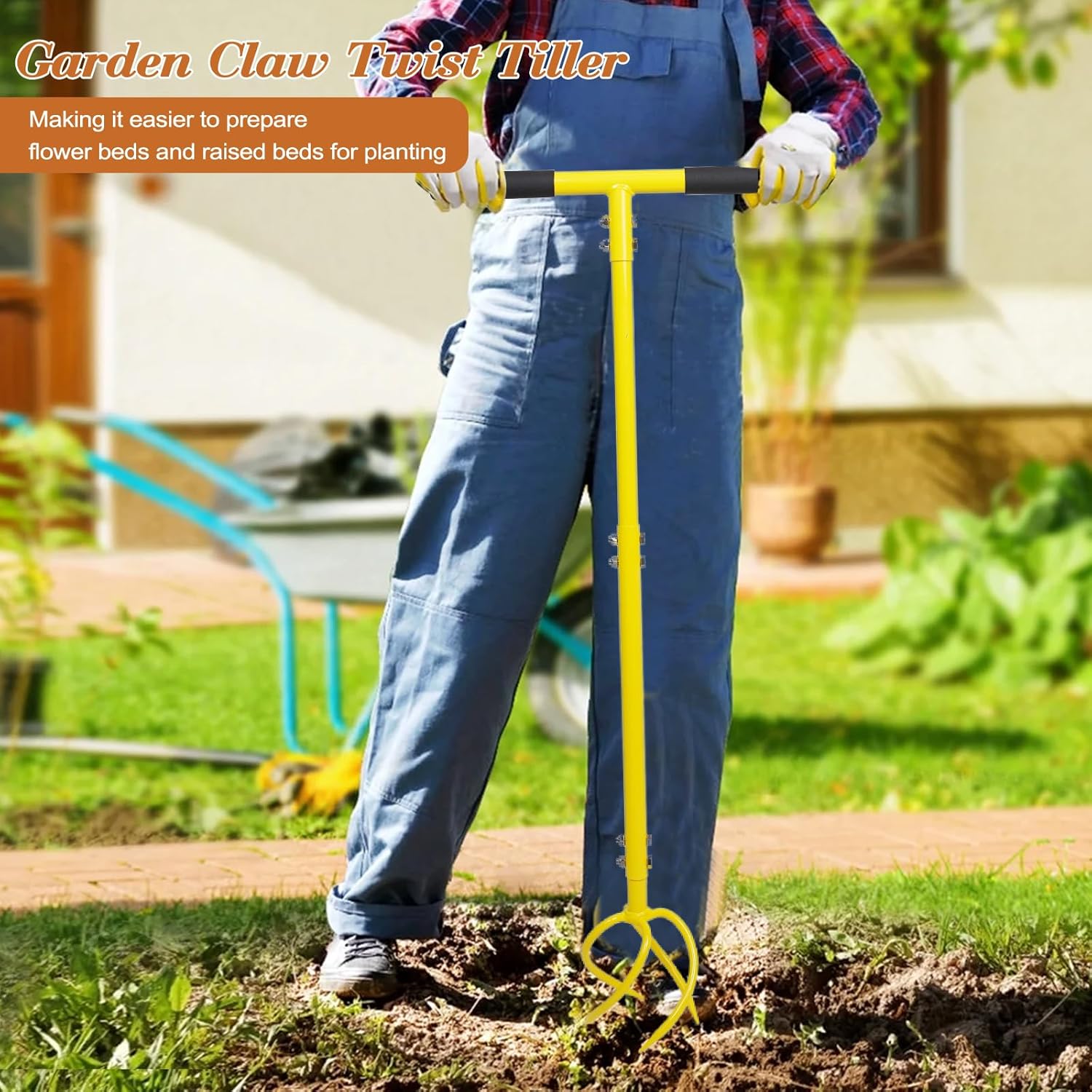 Garden Cultivator with Handle - Manual Ground Claw and Weeding - Twist Tiller Garden Claw