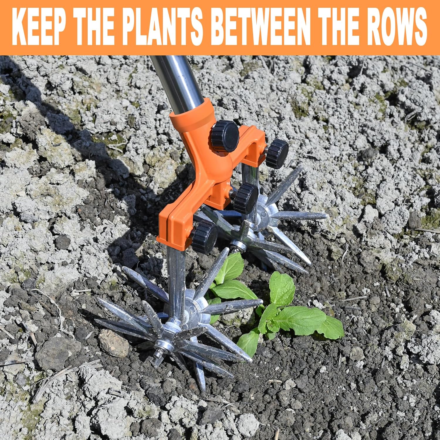 Adjustable Rotating Garden Cultivator Stainless Steel for Mixing Brine or Reseeding, Total Length: 145cm