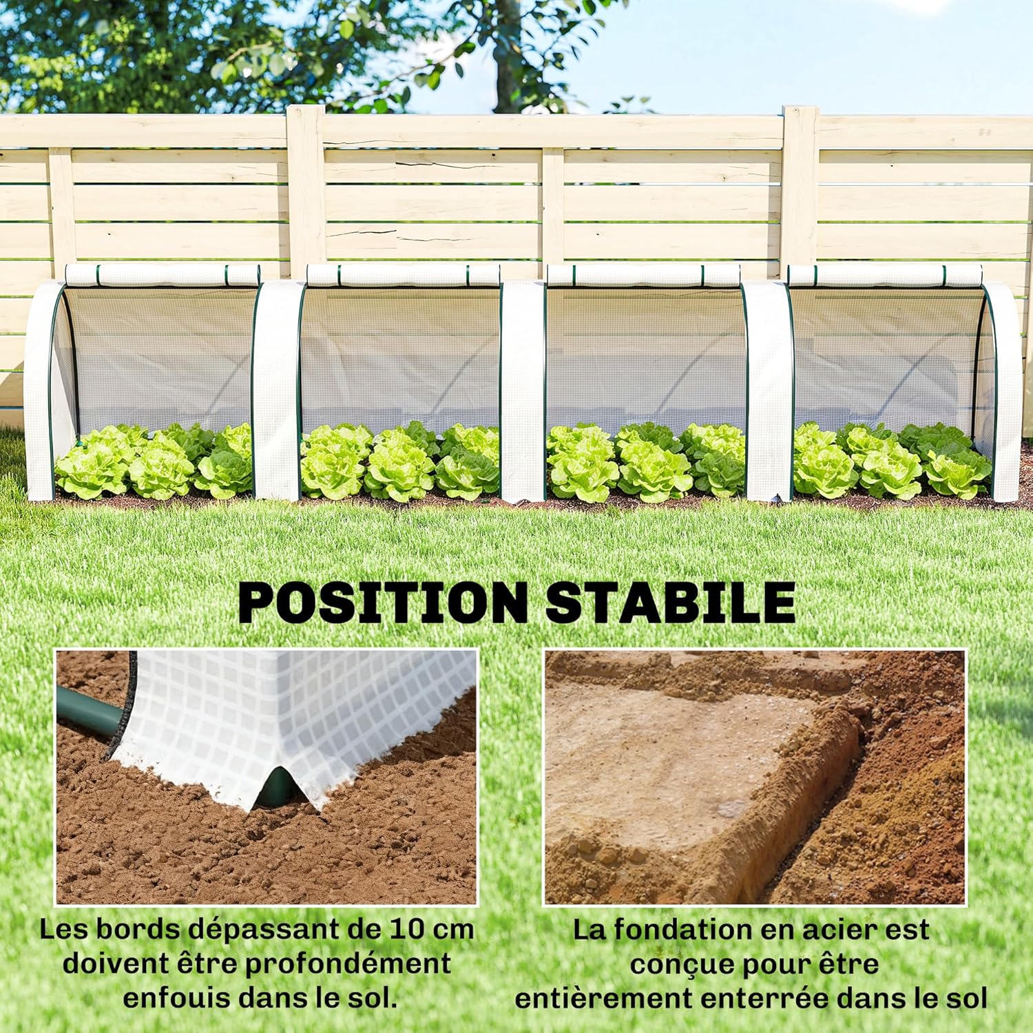 Outsunny Mini Garden Greenhouse Mini Greenhouse Tunnel Tomato Greenhouse 4 x 1 x 0.8 m High Density PE Steel 140 g/m² Anti-UV 4 Doors with Roll-Up Zip White